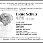 Traueranzeige Irene Schulz, geb. Schmidt
