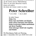Traueranzeige Peter Schreiber