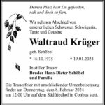 Traueranzeige Waltraud Krüger, geb. Schöbel
