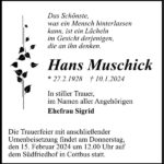 Traueranzeige Hans Muschick
