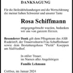 Danksagung Rosa Schiffmann