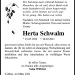 Danksagung Herta Schwalm