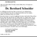 Danksagung Dr. Bernhard Schneider