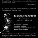 Traueranzeige Hannelore Krüger, geb. Westermeyer