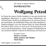 Danksagung Wolfgang Petzold