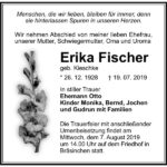 Traueranzeige Erika Fischer, geb. Kieschke