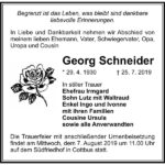 Traueranzeige Georg Schneider
