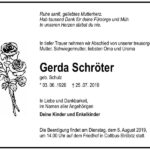 Traueranzeige Gerda Schröter, geb. Schulz