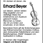Danksagung Erhard Beyer