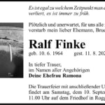 Traueranzeige Ralf Finke