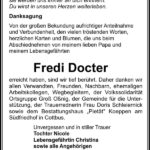 Danksagung Fredi Docter