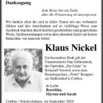 Danksagung Klaus Nickel
