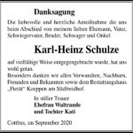 Danksagung Karl-Heinz Schulze