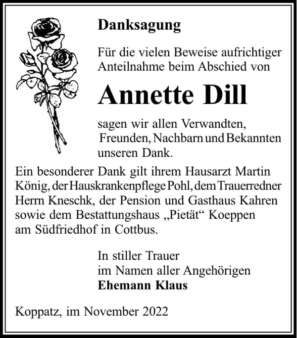 Danksagung Annette Dill