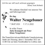 Traueranzeige Walter Neugebauer