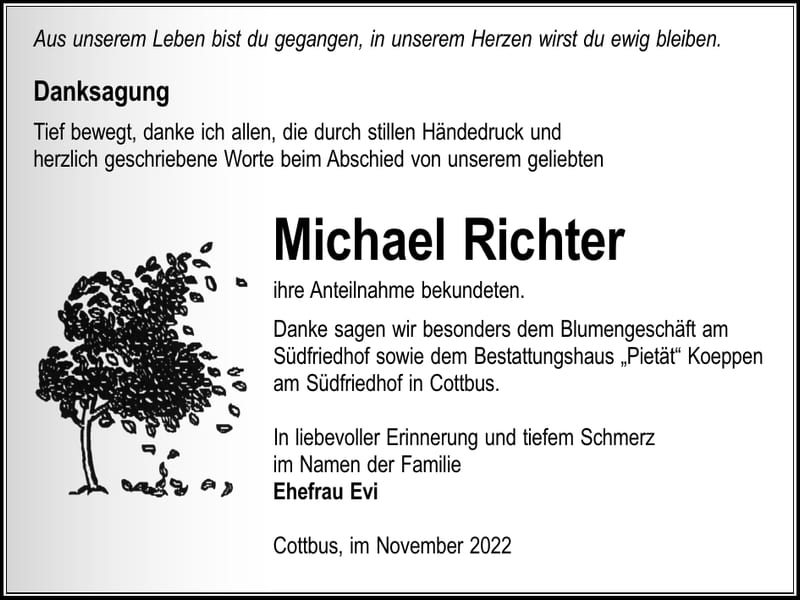 Danksagung Michael Richter