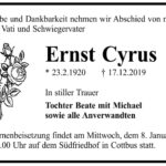 Traueranzeige Ernst Cyrus
