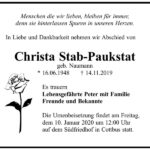 Traueranzeige Christa Stab-Paukstat, geb. Naumann