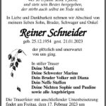 Traueranzeige Reiner Schneider