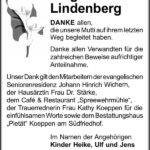 Danksagung Sieglinde Lindenberg
