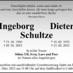 Traueranzeige Ingeborg und Dieter Schultze