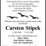 Traueranzeige Carsten Stipek
