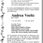 Traueranzeige Andrea Voeltz, geb. Weber