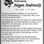 Danksagung Jürgen Andretzki