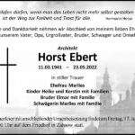 Traueranzeige Horst Ebert