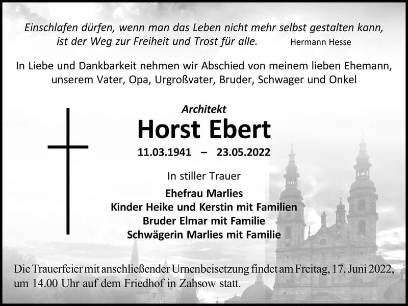 Traueranzeige Horst Ebert