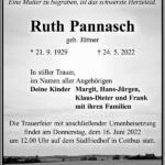 Traueranzeige Ruth Pannasch, geb. Jüttner
