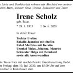 Traueranzeige Irene Scholz, geb. Salan