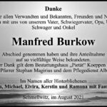 Danksagung Manfred Burkow