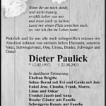 Traueranzeige Dieter Paulick