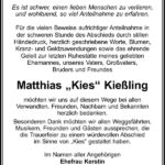 Danksagung Matthias „Kies“ Kießling