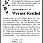 Danksagung Werner Reichel