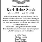 Danksagung Karl-Heinz Stock