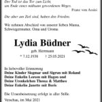 Traueranzeige Lydia Büdner, geb. Herrmann
