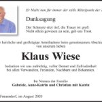 Danksagung Klaus Wiese