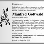 Danksagung Manfred Gottwald