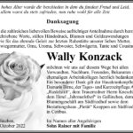 Danksagung Wally Konzack