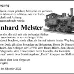 Danksagung Reinhard Melster