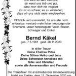 Traueranzeige Bernd Käkel