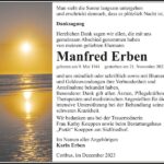 Danksagung Manfred Erben