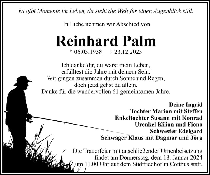 Traueranzeige Reinhard Palm