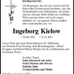 Traueranzeige Ingeborg Kielow