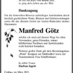 Danksagung Manfred Götz