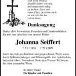 Danksagung Johanna Seiffert