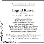Traueranzeige Ingrid Kaiser, geb. Eitner