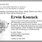 Danksagung Erwin Konzack